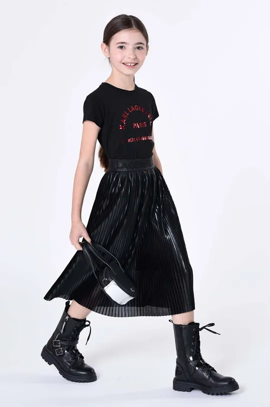 μαύρο Παιδικό βαμβακερό μπλουζάκι Karl Lagerfeld Παιδικά