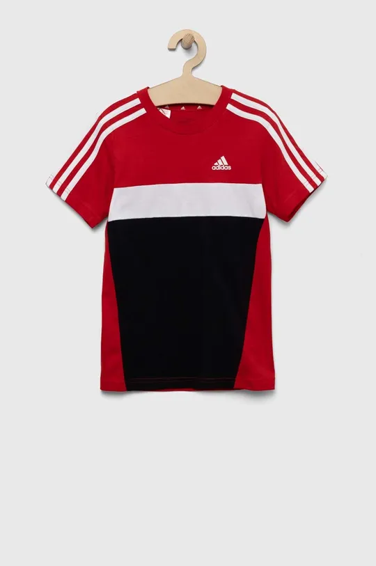 Dječja pamučna majica kratkih rukava adidas crvena