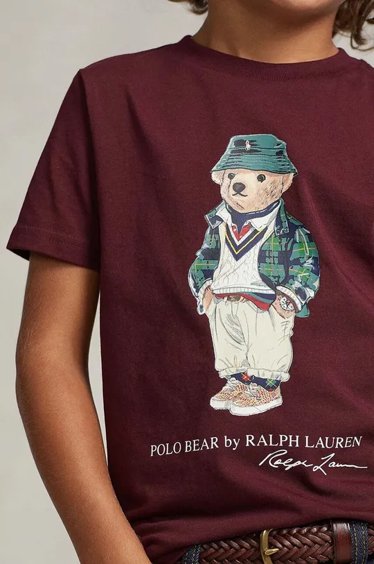 μπορντό Παιδικό βαμβακερό μπλουζάκι Polo Ralph Lauren