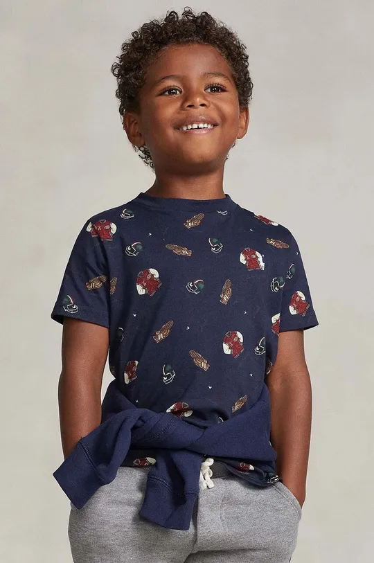 tmavomodrá Detské bavlnené tričko Polo Ralph Lauren Detský