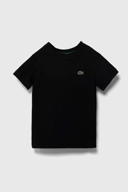 μαύρο Παιδικό βαμβακερό μπλουζάκι Lacoste Παιδικά