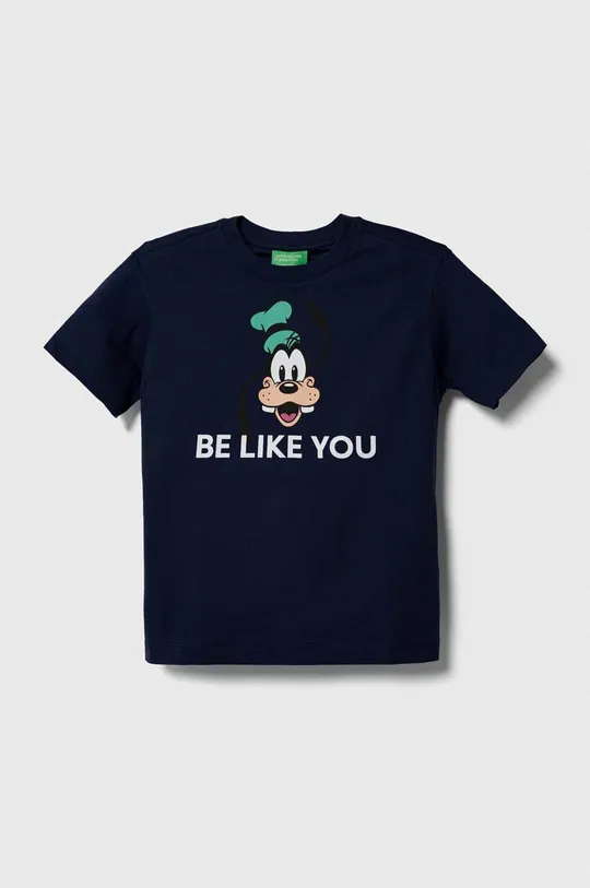 tmavomodrá Detské bavlnené tričko United Colors of Benetton x Disney Detský