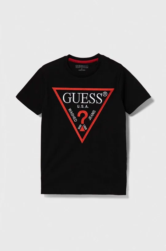 crna Dječja pamučna majica kratkih rukava Guess Dječji