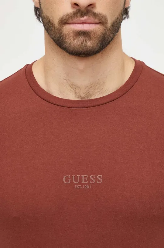 marrone Guess t-shirt in cotone