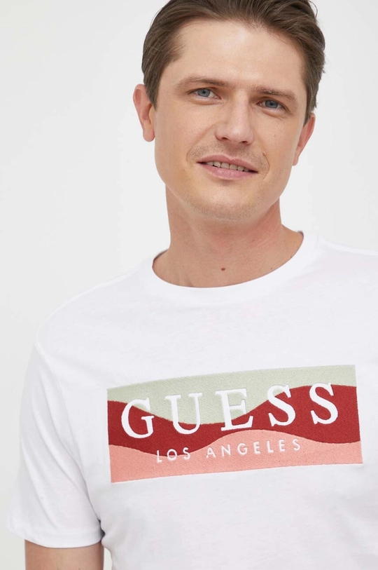 biały Guess t-shirt bawełniany