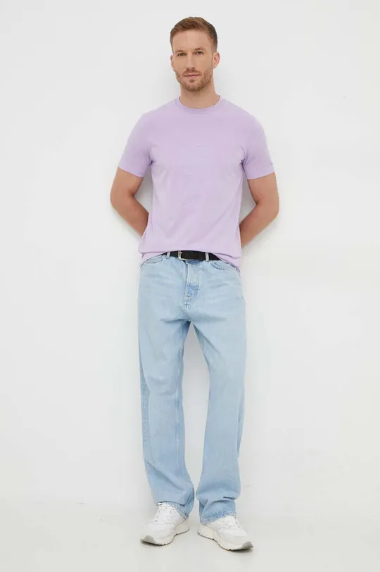 Karl Lagerfeld t-shirt bawełniany fioletowy