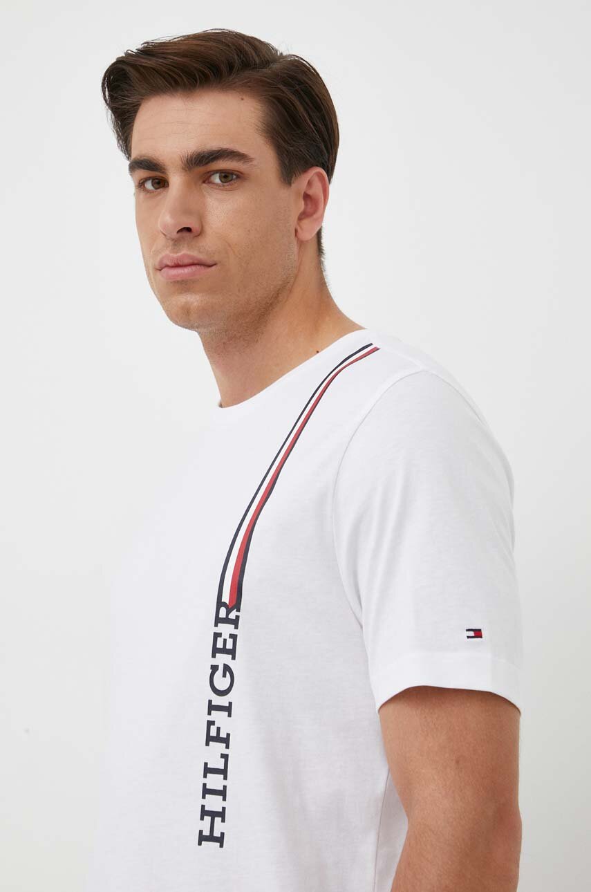 Tommy Hilfiger tshirt bawełniany kolor biały z nadrukiem