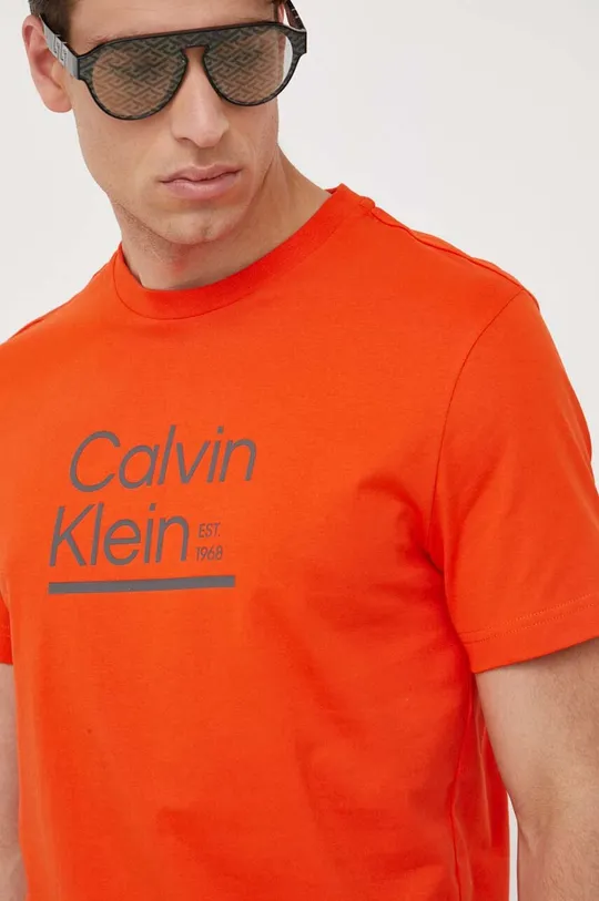 πορτοκαλί Βαμβακερό μπλουζάκι Calvin Klein