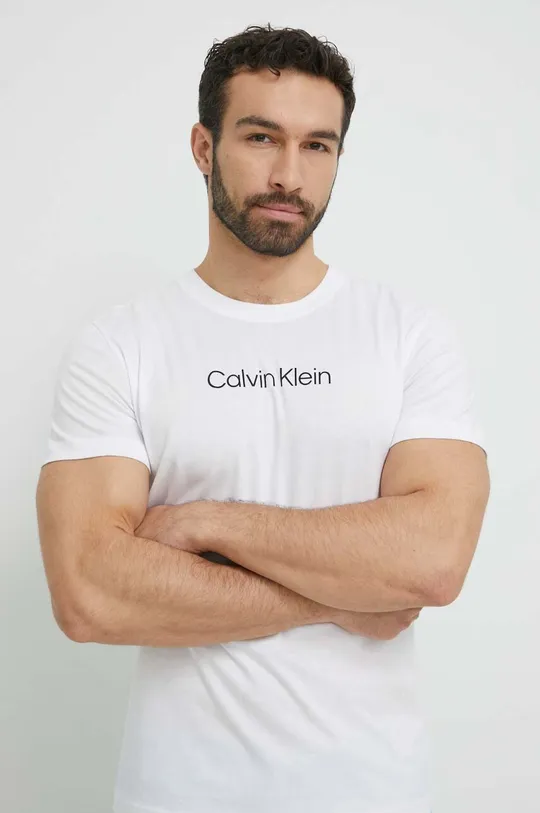 λευκό Βαμβακερό μπλουζάκι παραλίας Calvin Klein Ανδρικά