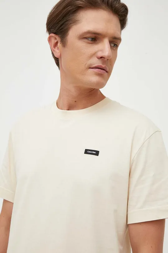 μπεζ Βαμβακερό μπλουζάκι Calvin Klein