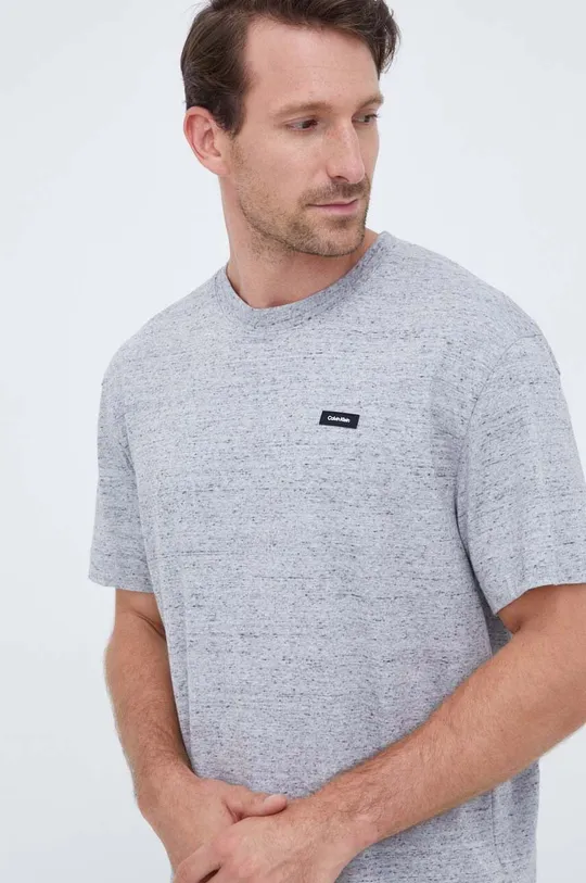сірий Бавовняна футболка Calvin Klein Чоловічий