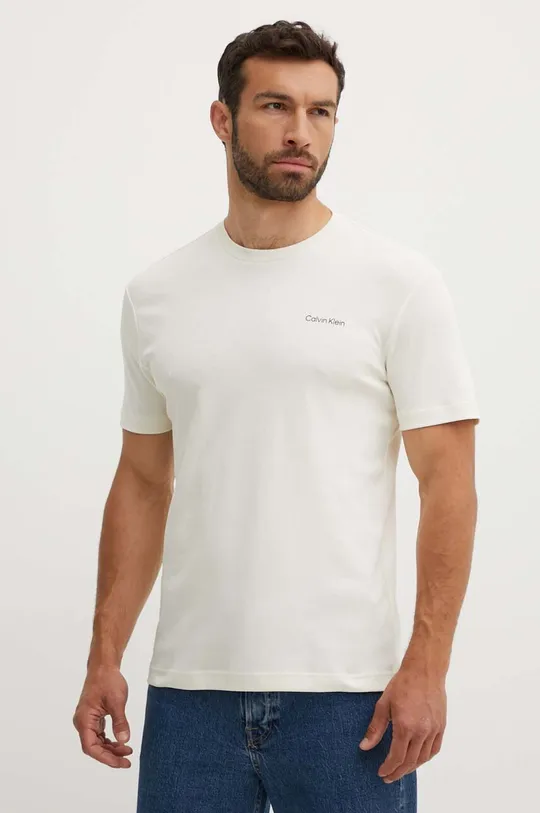 бежевый Хлопковая футболка Calvin Klein Мужской