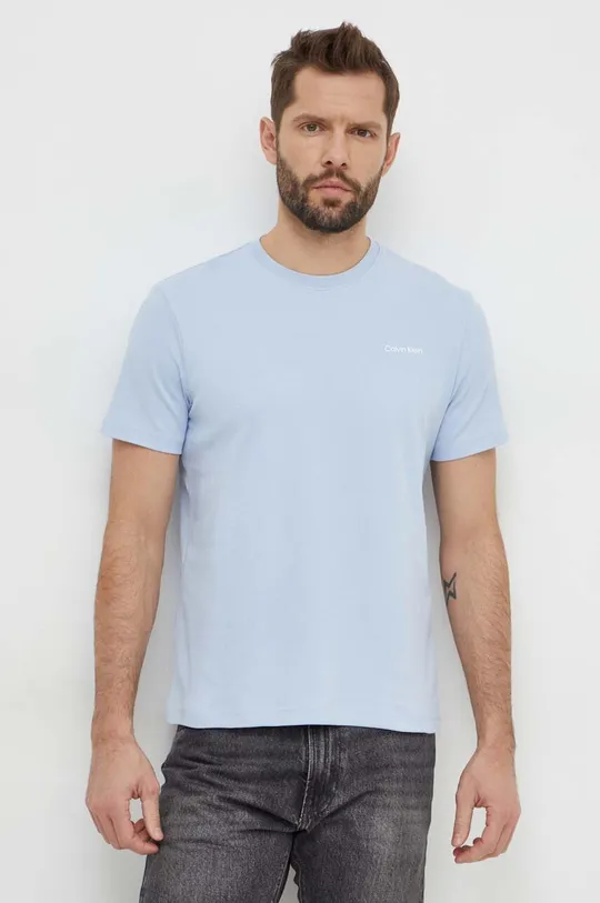 modrá Bavlnené tričko Calvin Klein Pánsky