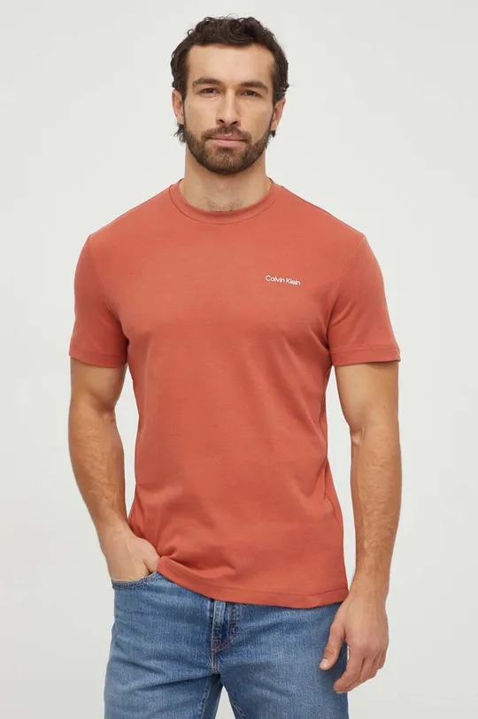 Бавовняна футболка Calvin Klein помаранчевий