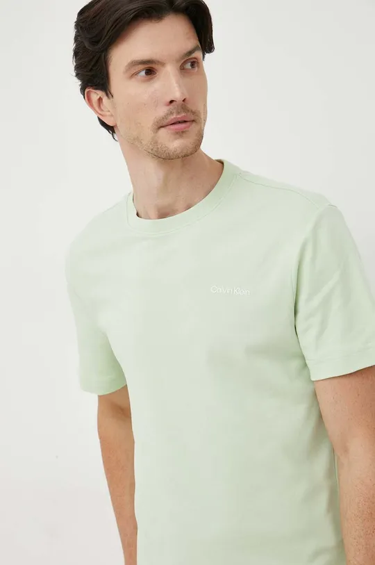 zielony Calvin Klein t-shirt bawełniany