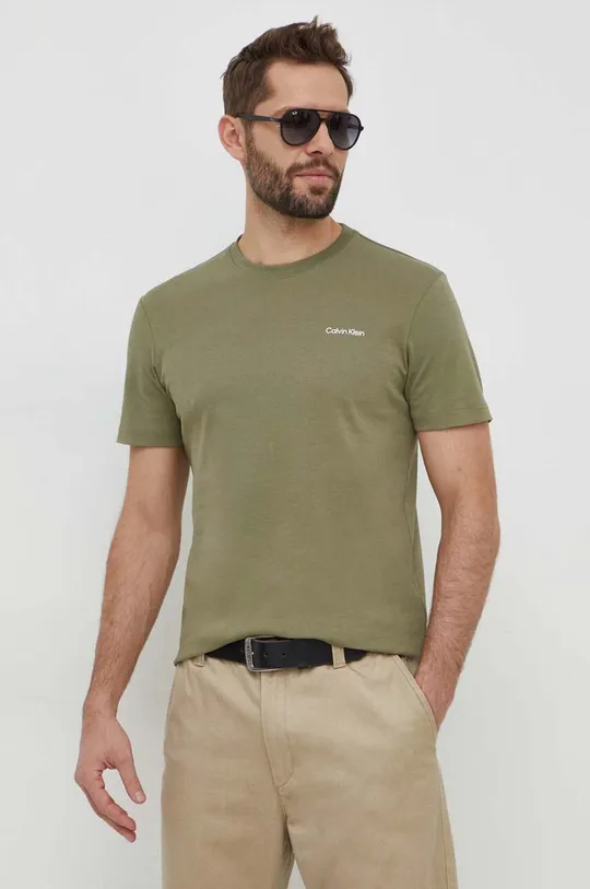 зелёный Хлопковая футболка Calvin Klein Мужской