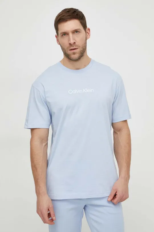 niebieski Calvin Klein t-shirt bawełniany