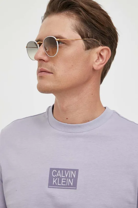 μωβ Βαμβακερό μπλουζάκι Calvin Klein