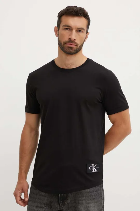 črna Bombažna kratka majica Calvin Klein Jeans Moški