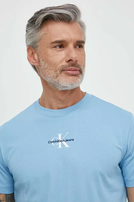 Хлопковая футболка Calvin Klein Jeans голубой