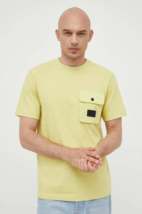 κίτρινο Βαμβακερό μπλουζάκι Calvin Klein Jeans Ανδρικά