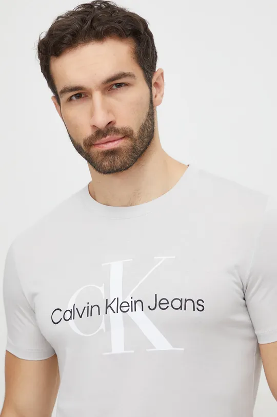 szary Calvin Klein Jeans t-shirt bawełniany Męski