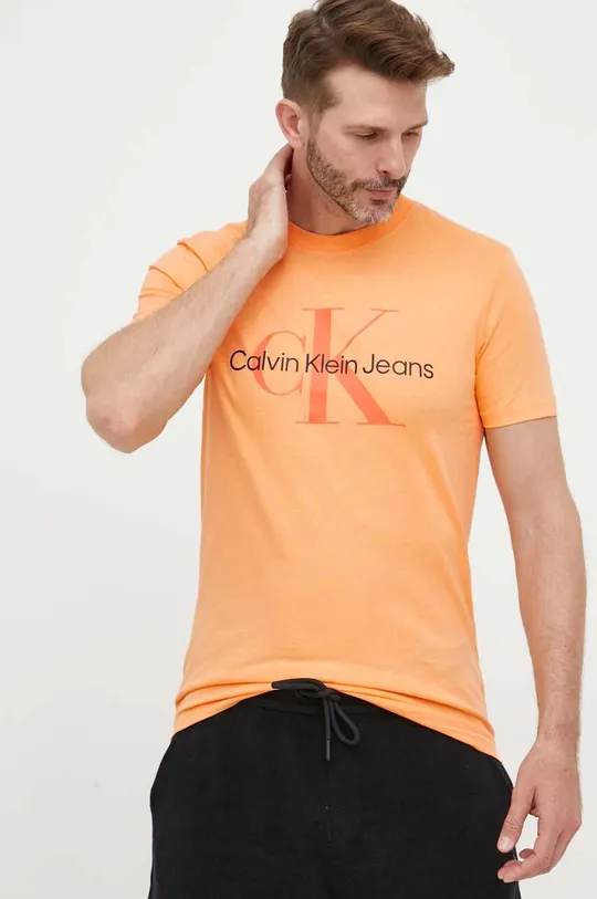 pomarańczowy Calvin Klein Jeans t-shirt bawełniany Męski