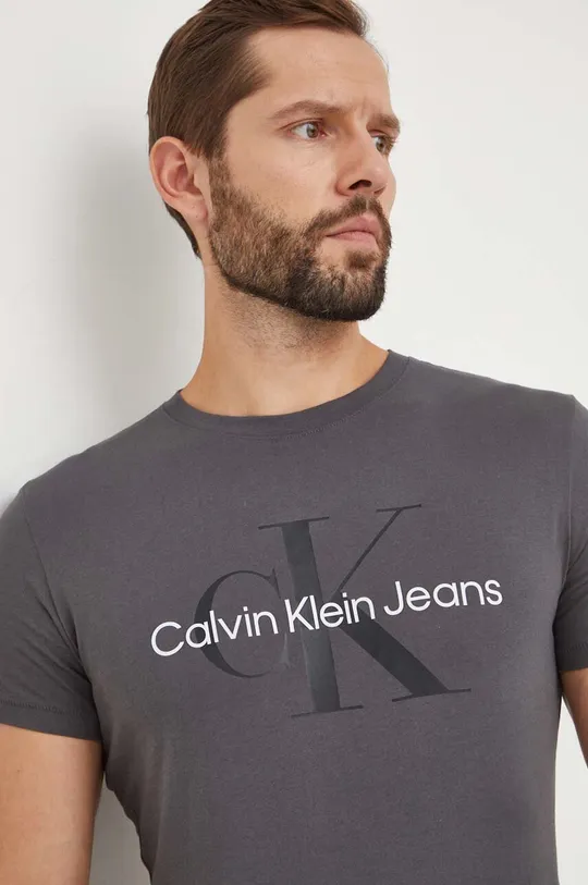 Βαμβακερό μπλουζάκι Calvin Klein Jeans γκρί