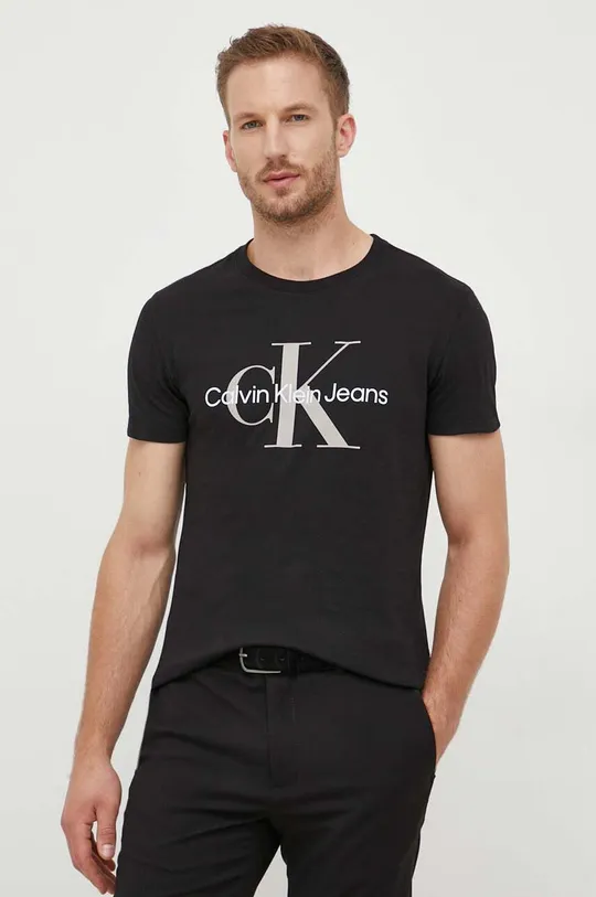 czarny Calvin Klein Jeans t-shirt bawełniany