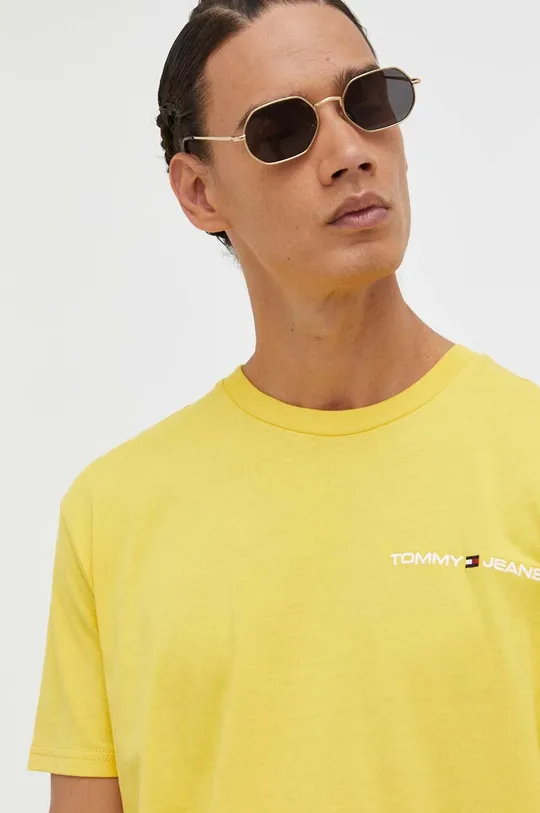 zlatna Pamučna majica Tommy Jeans Muški