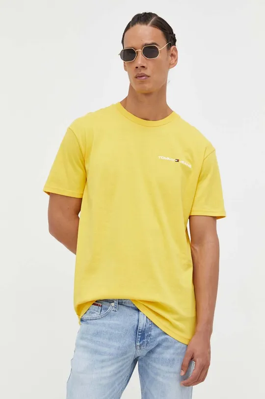 rumena Bombažna kratka majica Tommy Jeans
