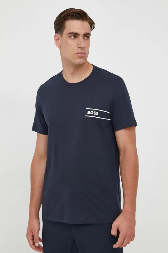 granatowy BOSS t-shirt lounge bawełniany Męski