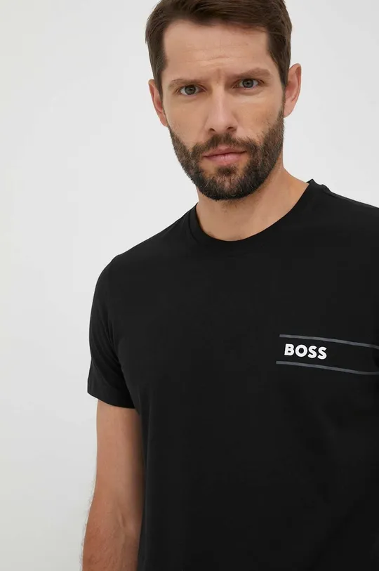 czarny BOSS t-shirt lounge bawełniany Męski