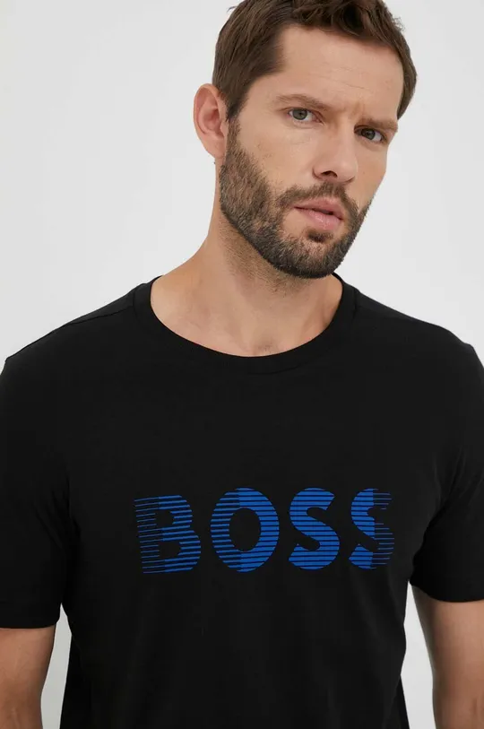 črna Bombažna kratka majica Boss Green