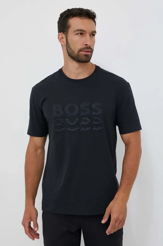 Хлопковая футболка Boss Green BOSS GREEN серый
