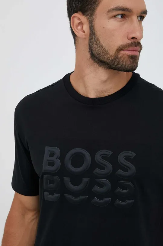 czarny Boss Green t-shirt bawełniany BOSS GREEN Męski