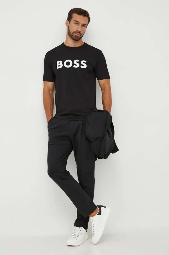 Бавовняна футболка BOSS чорний