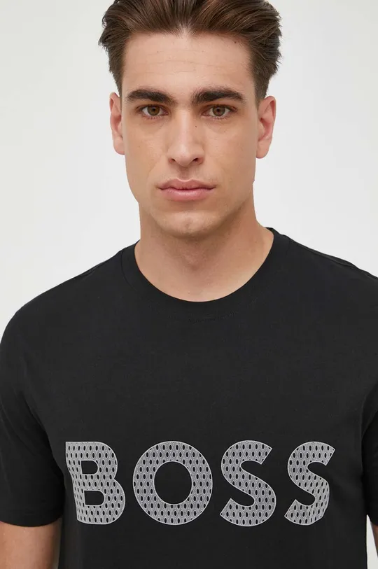 čierna Bavlnené tričko Boss Orange BOSS ORANGE