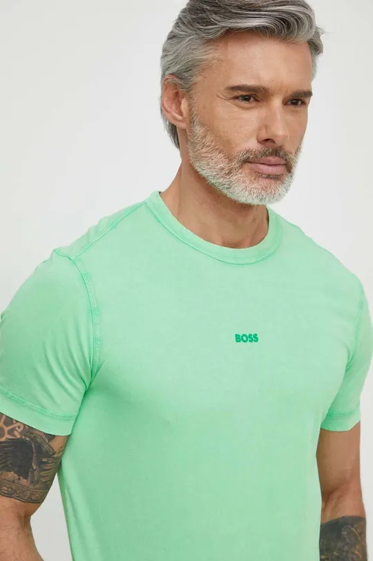 πράσινο Βαμβακερό μπλουζάκι Boss Orange BOSS ORANGE Ανδρικά