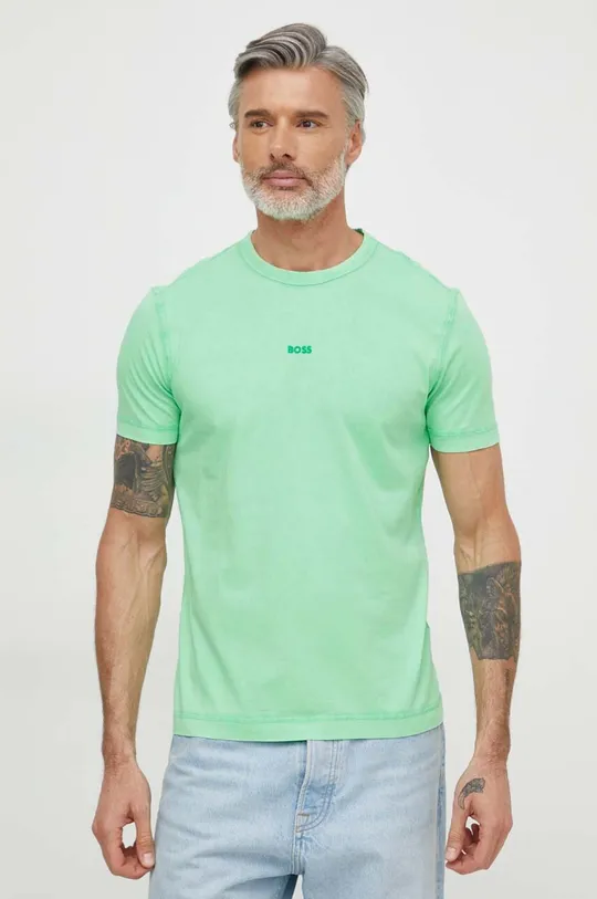 Pamučna majica BOSS ORANGE zelena