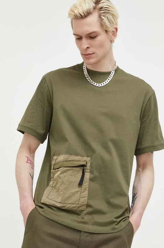 πράσινο Βαμβακερό μπλουζάκι HUGO Ανδρικά