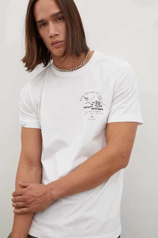 biela Bavlnené tričko PS Paul Smith Pánsky