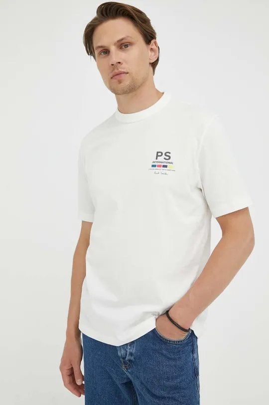 PS Paul Smith t-shirt bawełniany beżowy