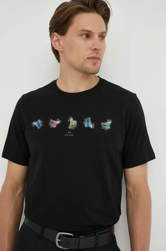 czarny PS Paul Smith t-shirt bawełniany Męski