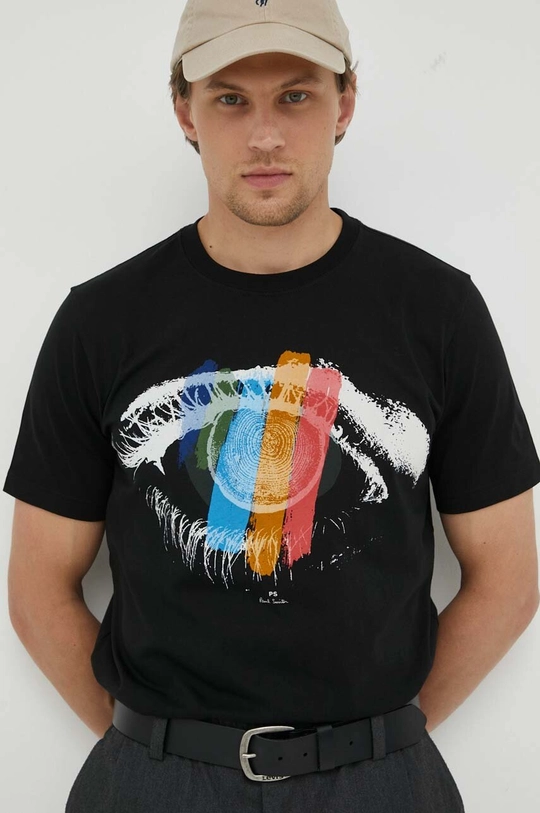 czarny PS Paul Smith t-shirt bawełniany Męski