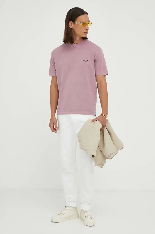 Βαμβακερό μπλουζάκι PS Paul Smith ροζ