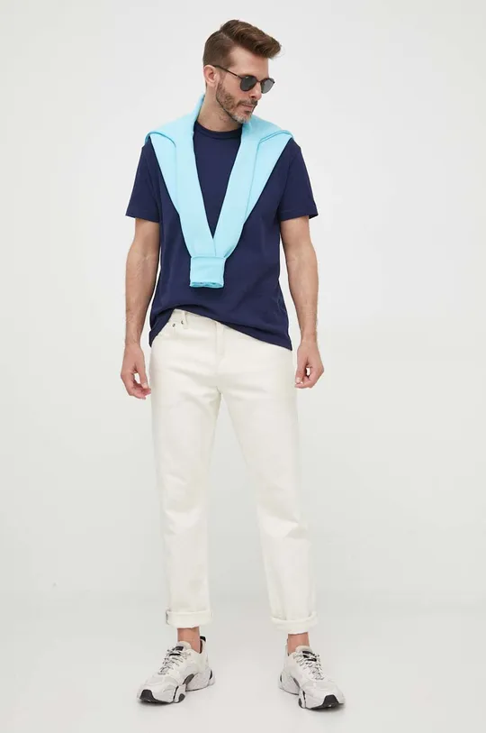 Bombažna kratka majica Polo Ralph Lauren mornarsko modra