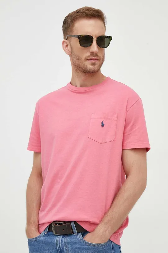 ροζ Μπλουζάκι με λινό μείγμα Polo Ralph Lauren Ανδρικά