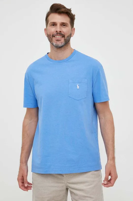 plava Majica kratkih rukava s dodatkom lana Polo Ralph Lauren Muški