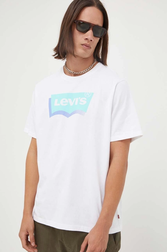 biały Levi's t-shirt bawełniany Męski